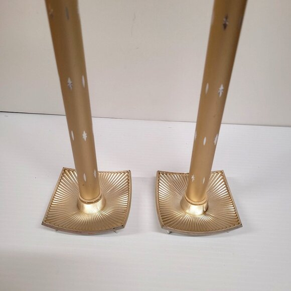 Ronson Varaflame Stardust Butane Gas Candle & Holders Set 2 Vintage Gold 15'' - Picture 3 of 6